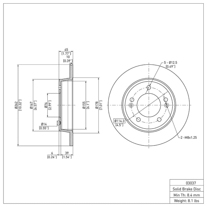 Rear Disc Brake Rotor for Hyundai Elantra Coupe 2014 2013 P-282475