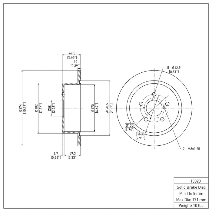 Rear Disc Brake Rotor for Subaru Legacy 2009 2008 2007 2006 2005 - Dynamite Friction 604-13020