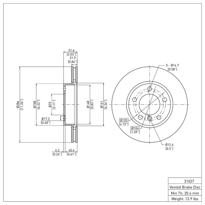 Front Disc Brake Rotor for BMW 328i 1999 1998 1997 1996 P-283027