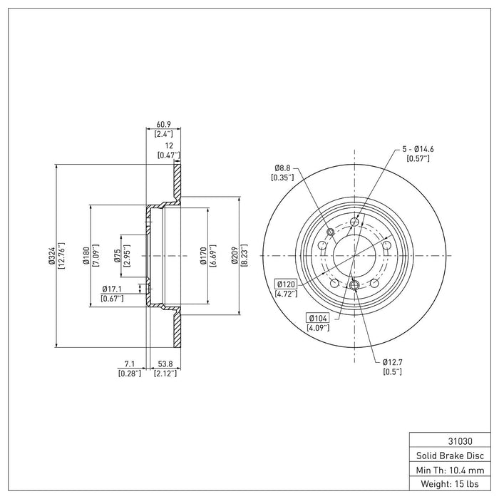 Rear Disc Brake Rotor for BMW 740iL 2001 2000 1999 1998 1997 1996 1995 P-283045