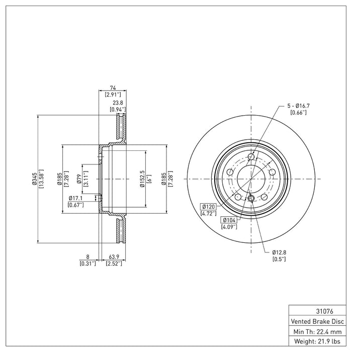 Rear Disc Brake Rotor for BMW 760i 2006 2005 P-283161