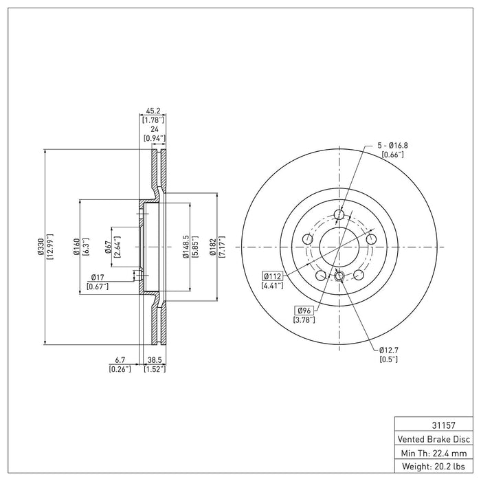 Front Disc Brake Rotor for BMW X2 2022 2021 2020 2019 2018 P-283492