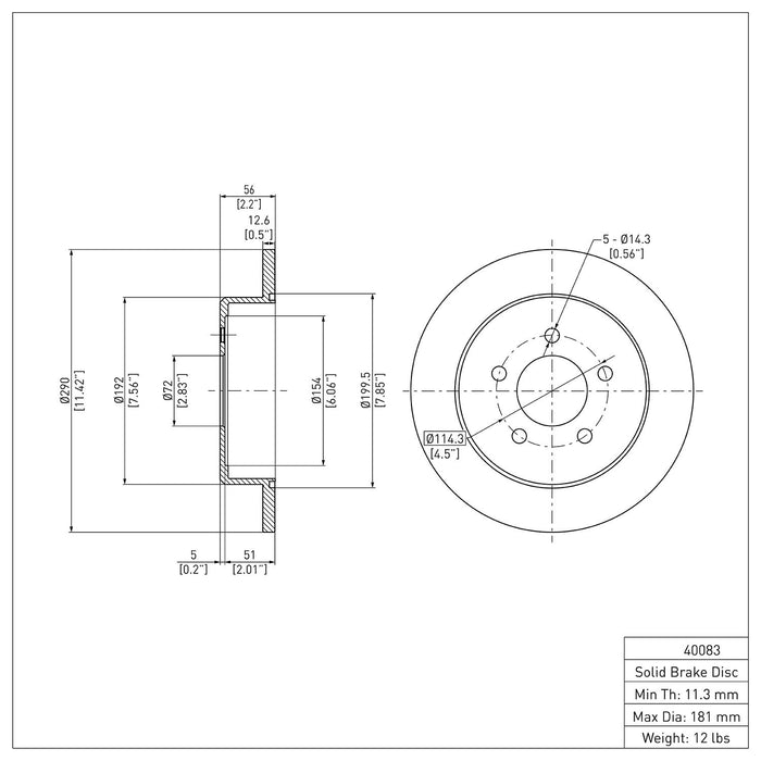 Rear Disc Brake Rotor for Chrysler Town & Country AWD 2007 2006 2005 2004 2003 2002 2001 2000 1999 1998 1997 P-283718