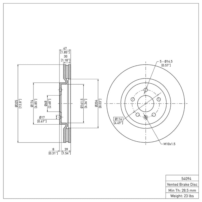 Front Disc Brake Rotor for Lincoln MKT 2012 2011 P-284934