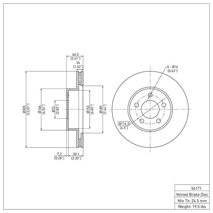 Front Disc Brake Rotor for Ford Explorer Sport Trac 4WD 2005 2004 2003 2002 2001 P-285039