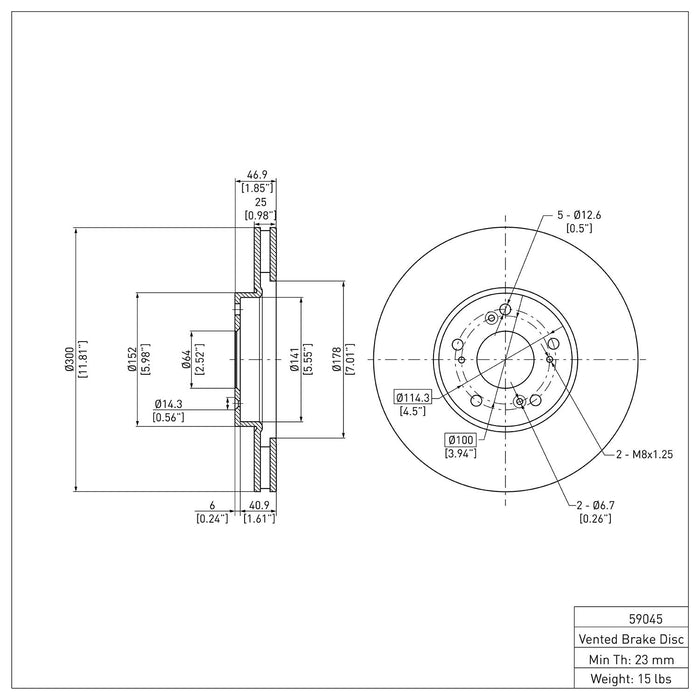 Front Disc Brake Rotor for Honda CR-V 2006 2005 P-285344