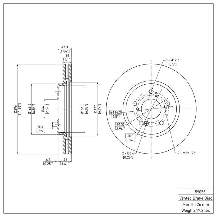 Front Disc Brake Rotor for Honda CR-V AWD 2016 2015 2014 2013 2012 2011 2010 2009 2008 2007 P-285363