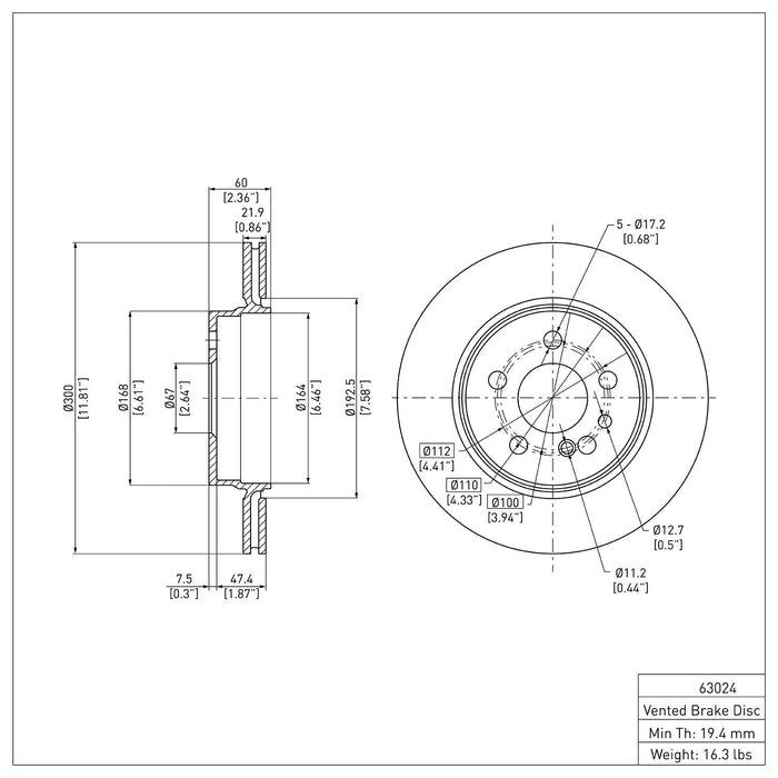 Rear Disc Brake Rotor for Mercedes-Benz S600 1999 1998 1997 1996 1995 1994 P-285518