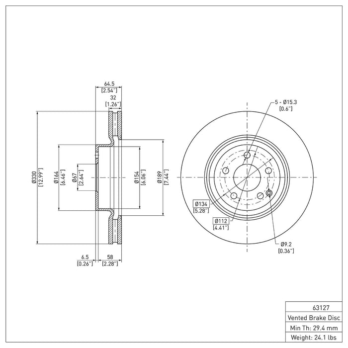 Front Disc Brake Rotor for Mercedes-Benz E550 Base 2009 2008 2007 P-285709