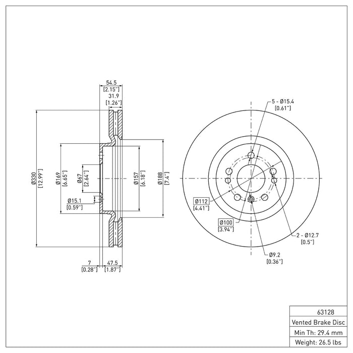 Front Disc Brake Rotor for Mercedes-Benz ML500 2007 2006 P-285717