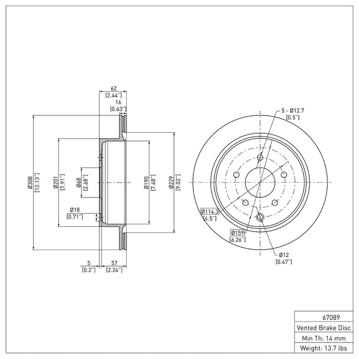 Rear Disc Brake Rotor for Nissan Murano 2021 2020 2019 2018 2017 2016 2015 2014 2013 2012 2011 2010 2009 2008 2007 2006 2005 2004 2003 P-286008