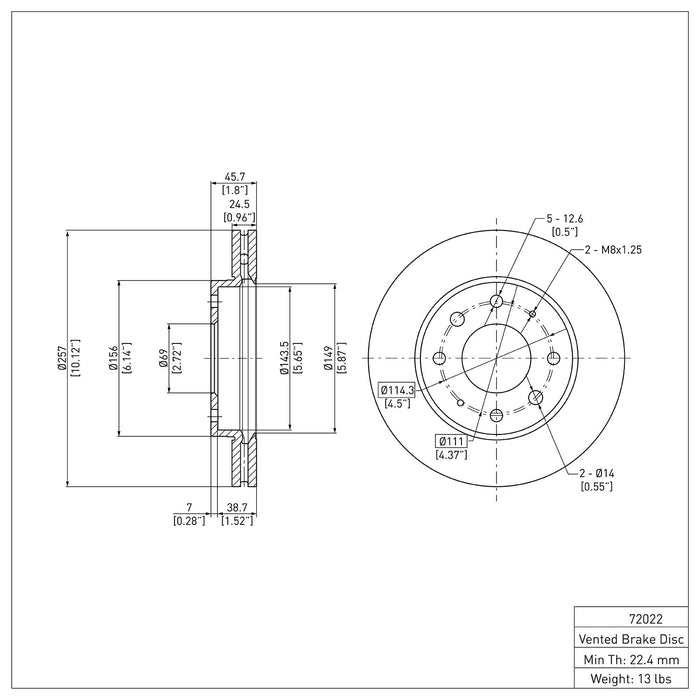 Front Disc Brake Rotor for Mitsubishi Space Star 2004 2003 P-286136