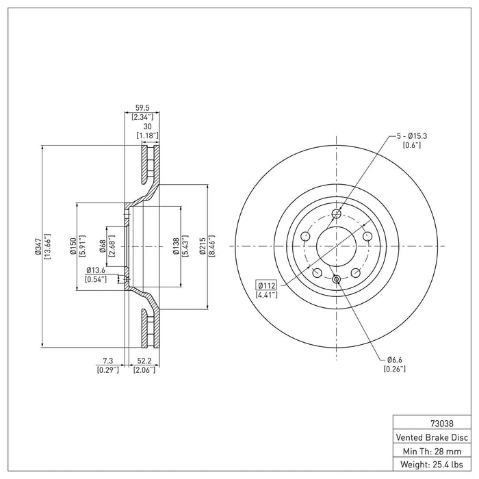 Front Disc Brake Rotor for Audi A6 Quattro 4.2L V8 2011 2010 2009 2008 2007 2006 2005 P-286213