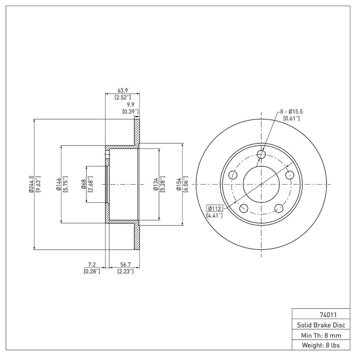 Rear Disc Brake Rotor for Audi 100 1994 1993 1992 P-286355