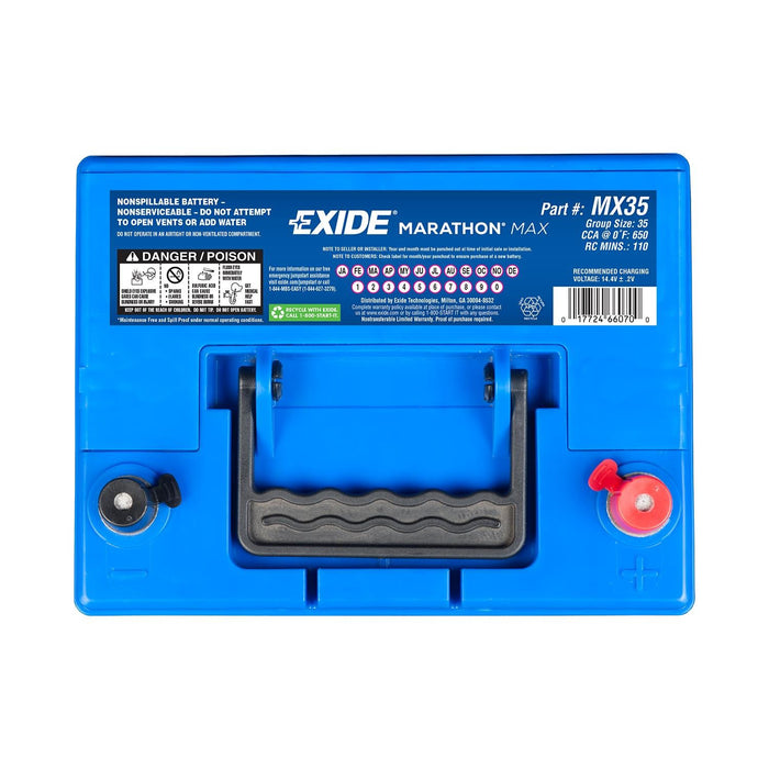 Vehicle Battery for Acura NSX 2005 2004 2003 2002 2001 2000 1999 1998 1997 1996 1995 1994 1993 1992 1991 - Exide MX35