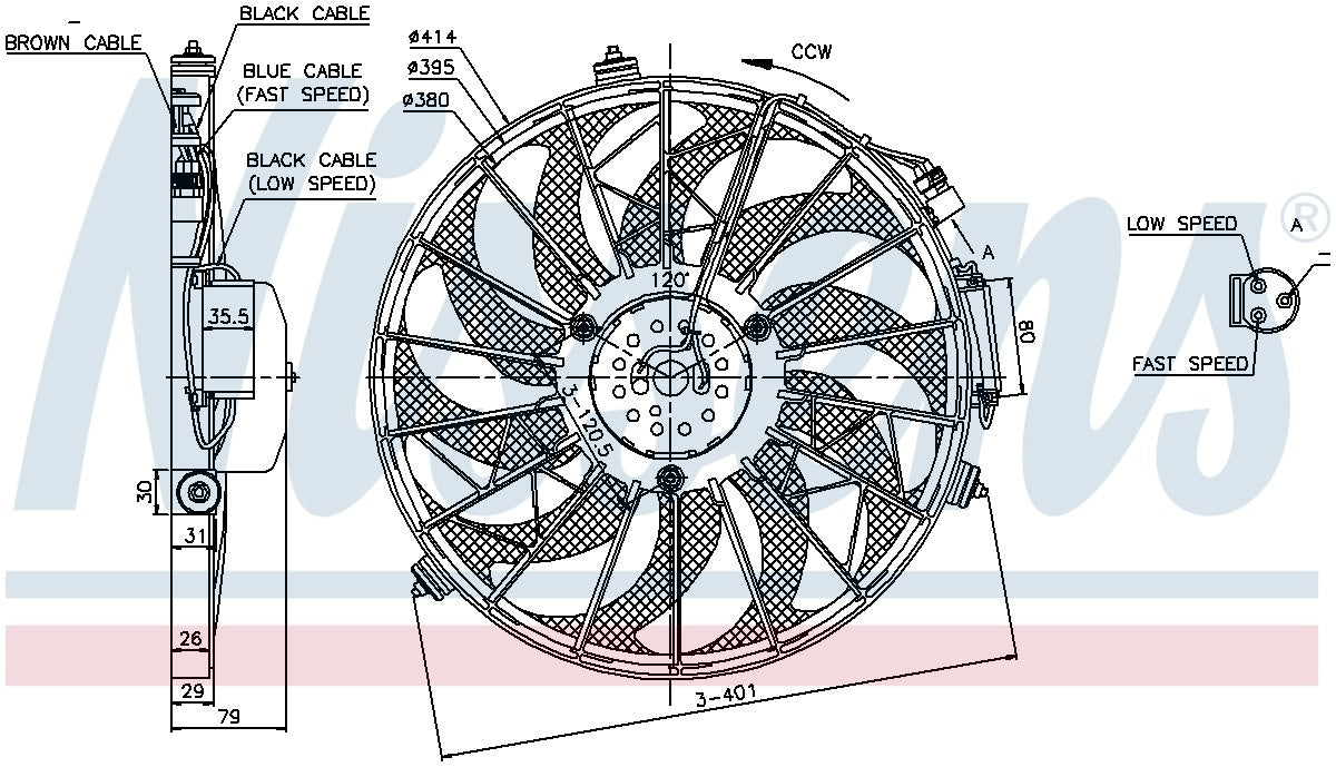 Front A/C Condenser Fan for BMW 850CSi 5.6L V12 GAS Coupe 1995 1994 P-611802