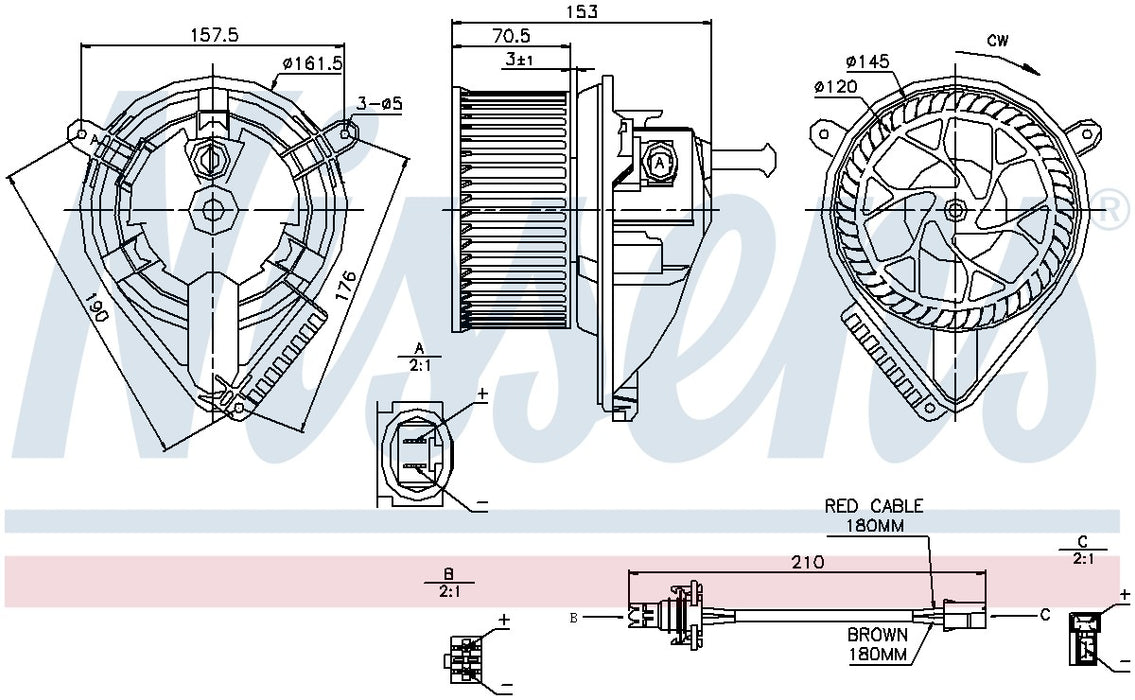 HVAC Blower Motor for Freightliner Sprinter 3500 2.7L L5 DIESEL 2006 2005 2004 2003 2002 P-611847