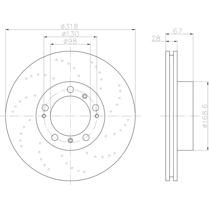 Front Right/Passenger Side Disc Brake Rotor for Porsche 911 2008 2007 2006 2005 2004 2003 2002 2001 2000 1999 P-708986