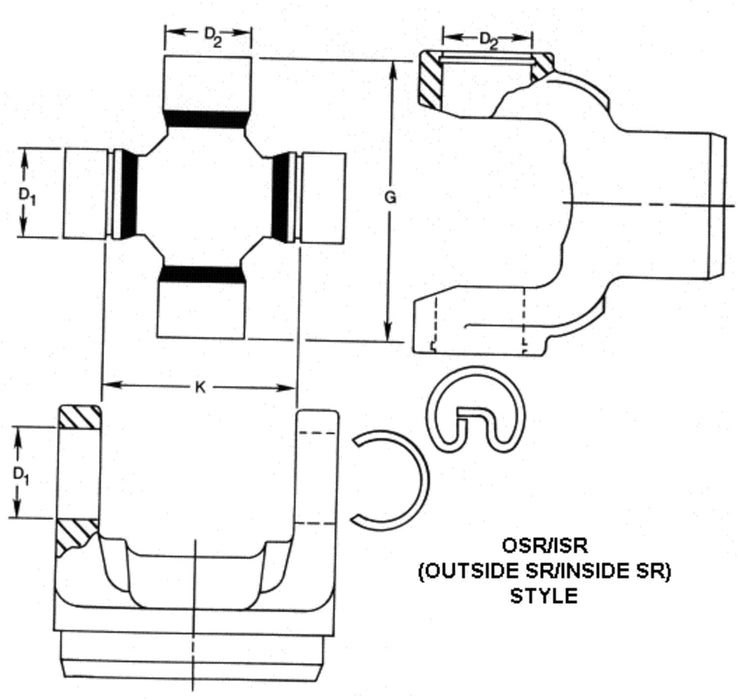 Front Driveshaft - CV at Transfer Case OR Rear Driveshaft - CV at Transmission Universal Joint for Ford Bronco 1989 1987 P-1045258