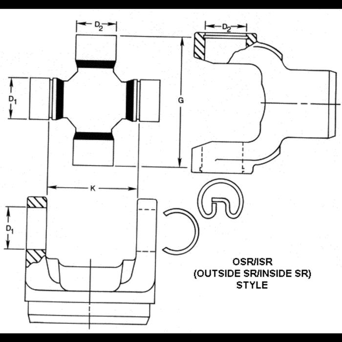 Front Driveshaft - CV at Transfer Case OR Rear Driveshaft - CV at Transmission Universal Joint for Ford Bronco 1989 1987 P-1045258