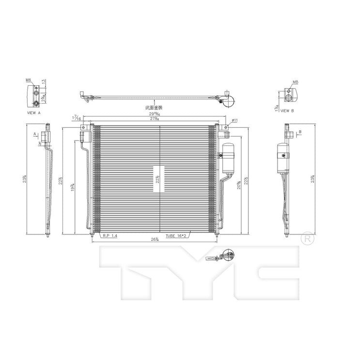 A/C Condenser for Nissan Frontier 2021 2020 2019 2018 2017 2016 2015 2014 2013 2012 2011 2010 2009 2008 2007 2006 2005 P-3310088