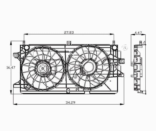 Dual Radiator and Condenser Fan Assembly for Chevrolet Monte Carlo 2005 2004 P-3311326