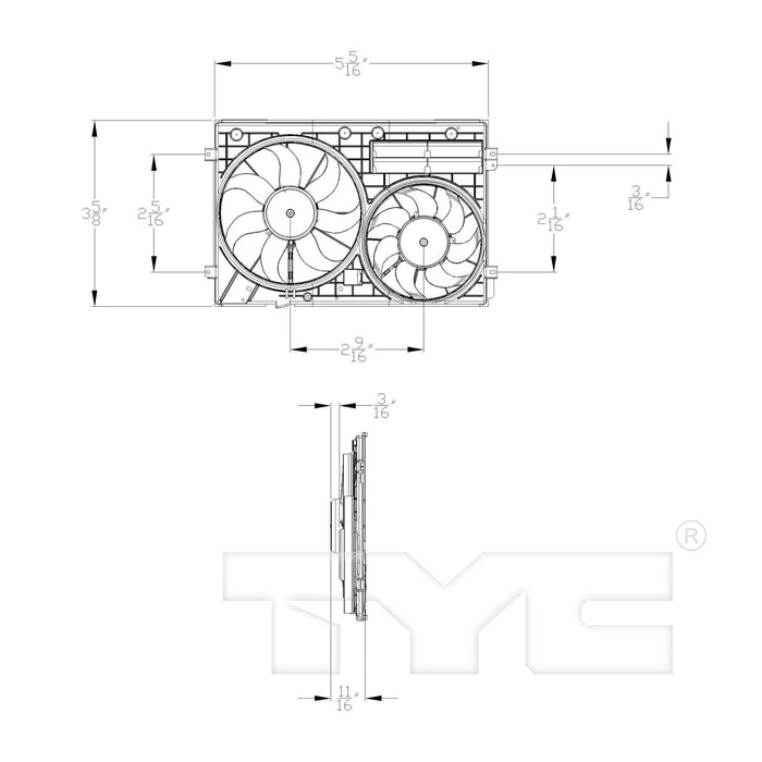 Dual Radiator and Condenser Fan Assembly for Volkswagen Passat 2015 2014 2013 2012 2011 2010 2009 2008 2007 2006 P-3311358