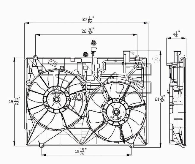 Dual Radiator and Condenser Fan Assembly for Toyota Sienna 3.3L V6 2006 P-3311387