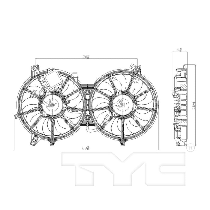 Dual Radiator and Condenser Fan Assembly for Nissan 370Z 2019 2018 2017 2016 2015 2014 2013 2012 2011 2010 2009 P-3311421