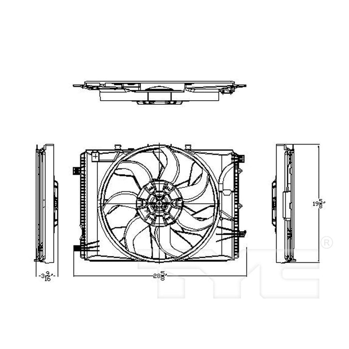 Dual Radiator and Condenser Fan Assembly for Mercedes-Benz GLK300 2014 2013 2012 2011 2010 P-3311658