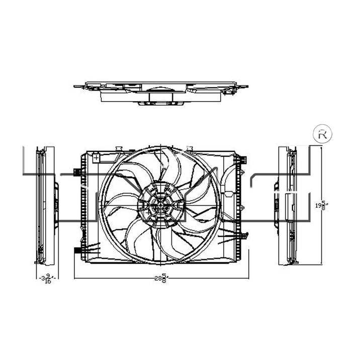 Dual Radiator and Condenser Fan Assembly for Mercedes-Benz GLK300 2014 2013 2012 2011 2010 P-3311658