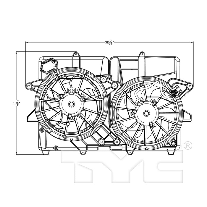 Dual Radiator and Condenser Fan Assembly for Mercury Mariner Hybrid Sport Utility 2011 2010 2009 2008 2007 2006 P-3311672