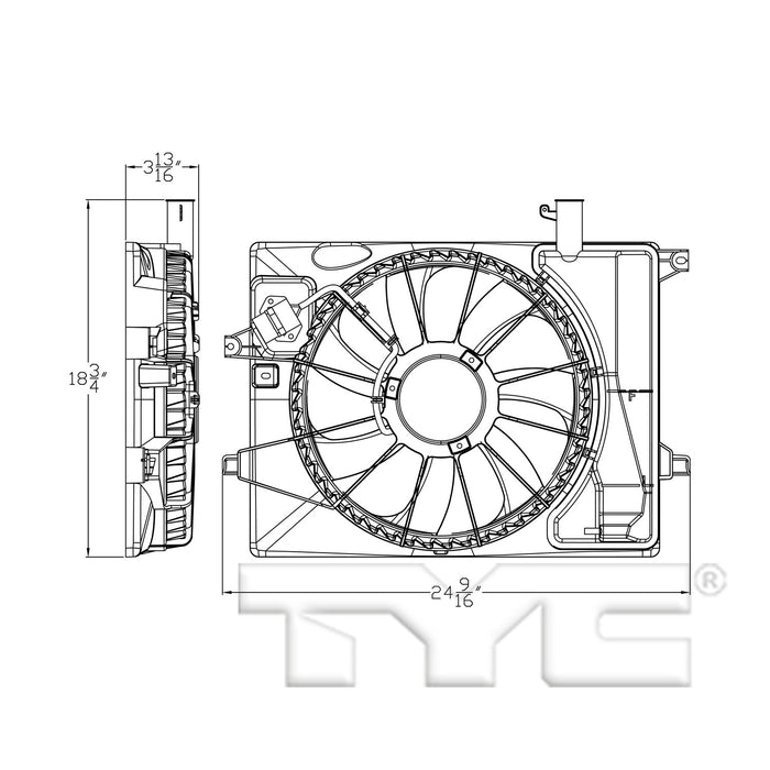 Dual Radiator and Condenser Fan Assembly for Hyundai Elantra GT 2017 2016 P-3311717