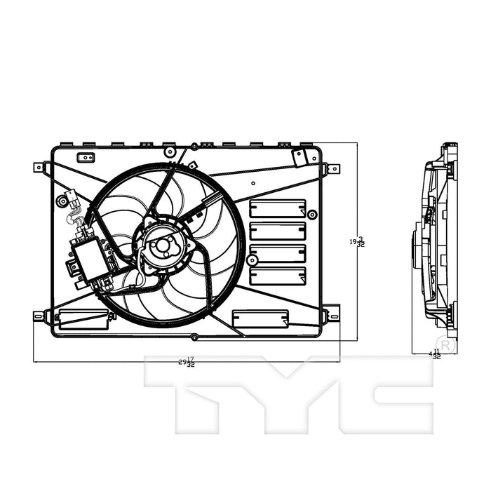 Dual Radiator and Condenser Fan Assembly for Volvo XC60 2017 2016 2015 2014 2013 2012 2011 2010 P-3311762