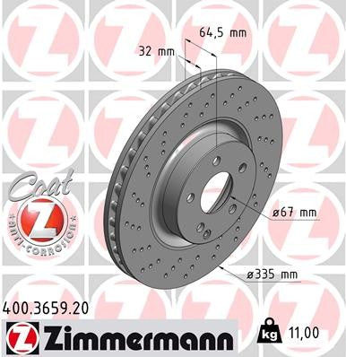 Front Disc Brake Rotor for Mercedes-Benz S550 5.5L V8 RWD GAS Sedan 2011 2010 2009 2008 2007 P-3655301