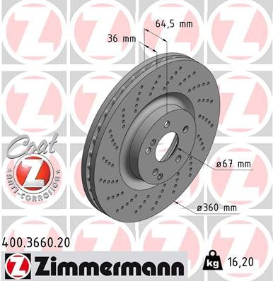 Front Disc Brake Rotor for Mercedes-Benz C63 AMG RWD GAS 2020 2019 2018 2017 2016 2015 2014 2013 2012 2011 2010 2009 2008 P-3655302