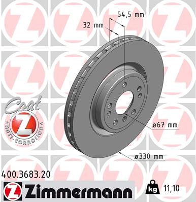 Front Disc Brake Rotor for Mercedes-Benz ML250 2.1L L4 AWD DIESEL 2015 P-3655351