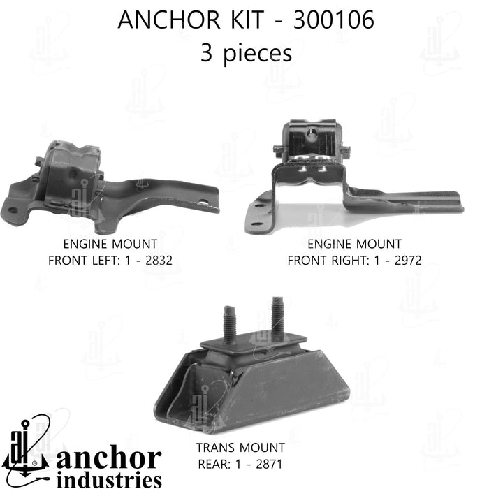 Engine Mount Kit for Ford F-250 4.6L V8 4WD Automatic Transmission 2003 2002 2001 2000 1999 1998 P-26186