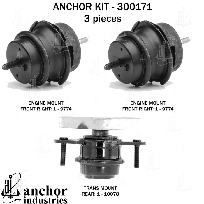 Engine Mount Kit for Infiniti FX37 3.7L V6 RWD 2013 P-26372