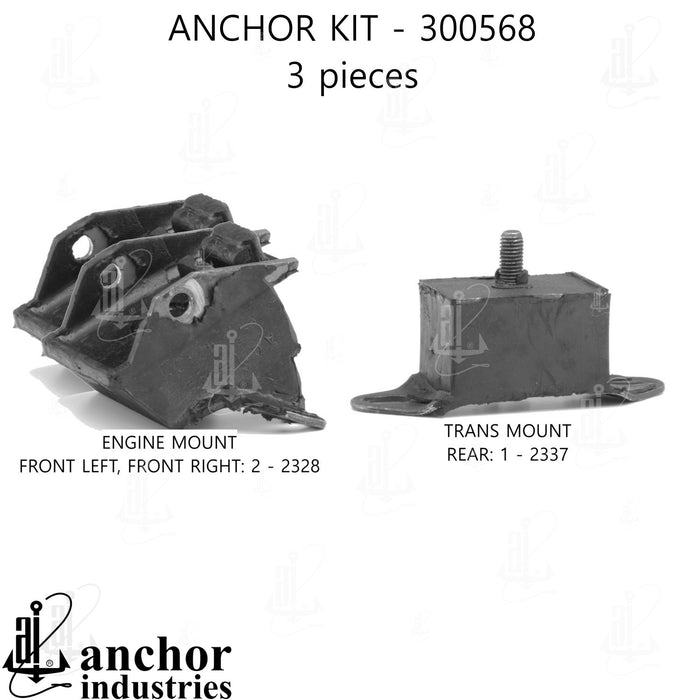 Engine Mount Kit for Oldsmobile Cutlass Manual Transmission GAS 18 VIN 1981 1980 1979 1978 1977 1976 1975 1974 1973 1972 1971 P-27076