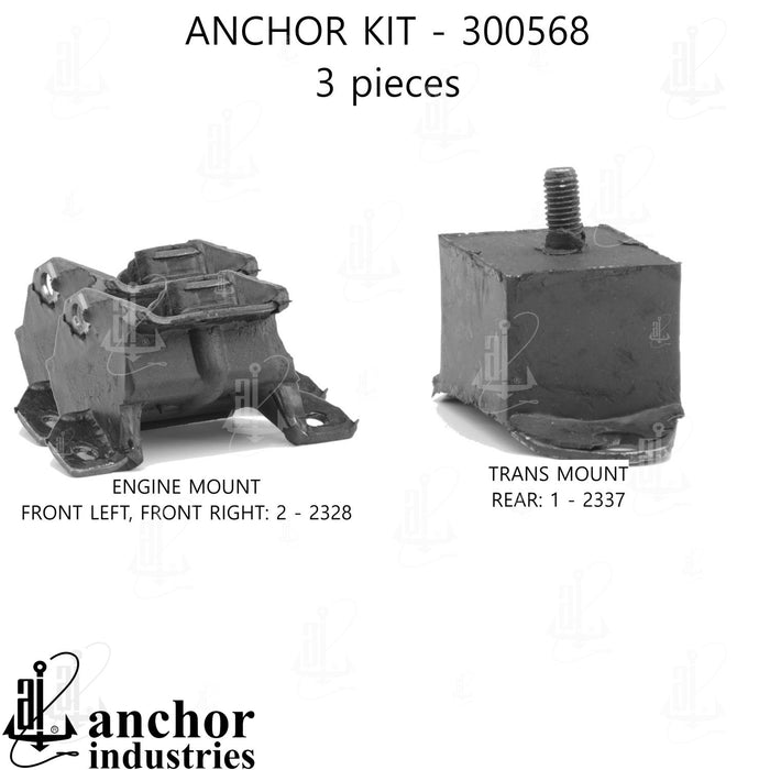 Engine Mount Kit for Oldsmobile Cutlass Manual Transmission GAS 18 VIN 1981 1980 1979 1978 1977 1976 1975 1974 1973 1972 1971 P-27076