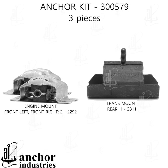 Engine Mount Kit for Chevrolet G20 DIESEL Automatic Transmission 1992 1991 P-27151