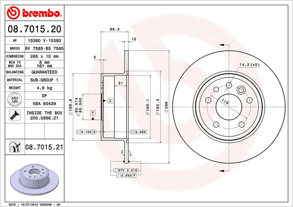 Rear Disc Brake Rotor for Saab 9-3 2.0L L4 2003 2002 2001 2000 1999 P-2271542