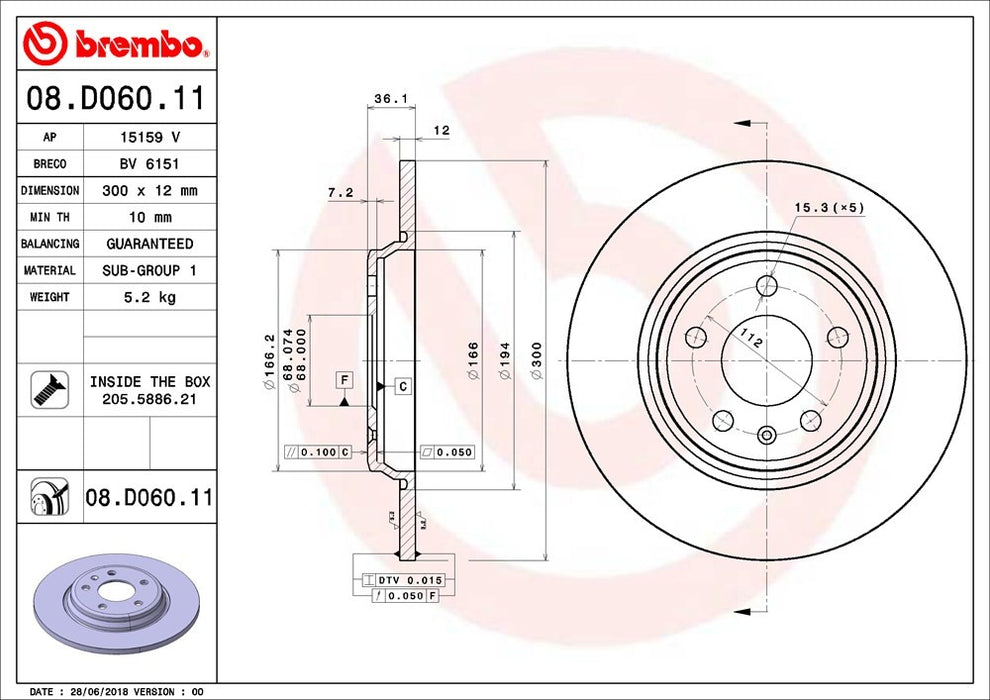 Rear Disc Brake Rotor for Audi A4 Quattro 2021 P-2271268