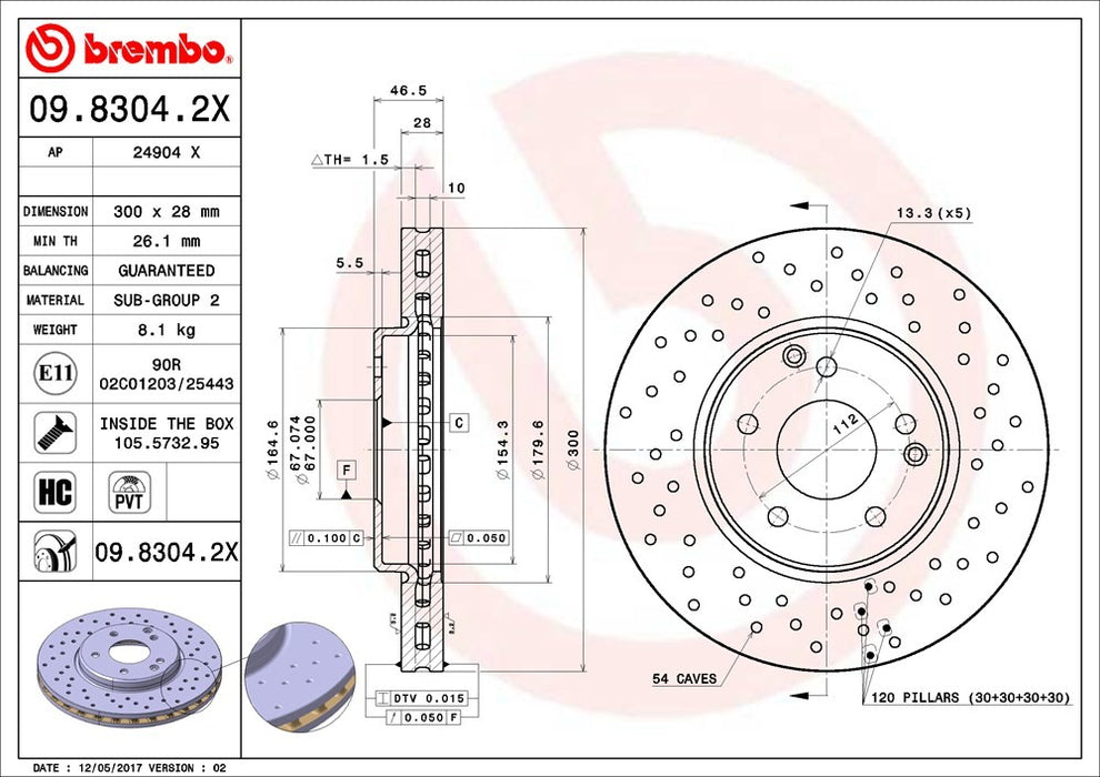 Front Disc Brake Rotor for Mercedes-Benz C320 2005 2004 2003 2002 2001 P-2273570