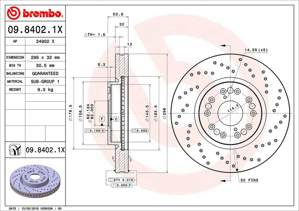 Front Disc Brake Rotor for Lexus GS300 Base 2005 2004 2003 P-2273585