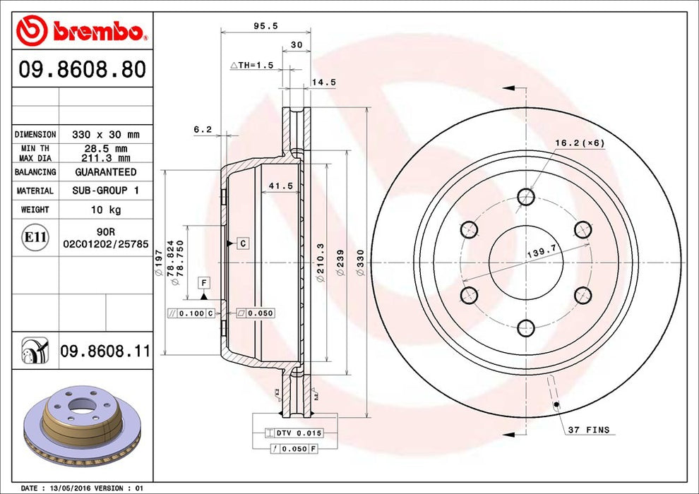 Rear Disc Brake Rotor for GMC Yukon XL 1500 2006 2005 2004 2003 2002 2001 2000 P-2273632