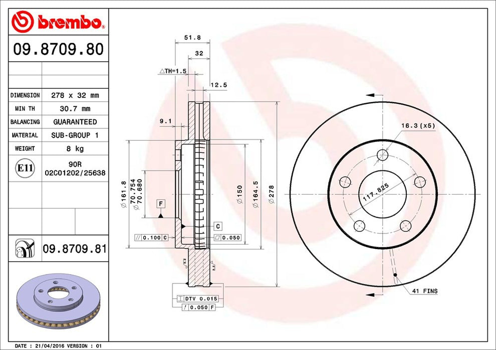 Front Disc Brake Rotor for Oldsmobile Silhouette Base 1996 1995 1994 1993 1992 P-2273679