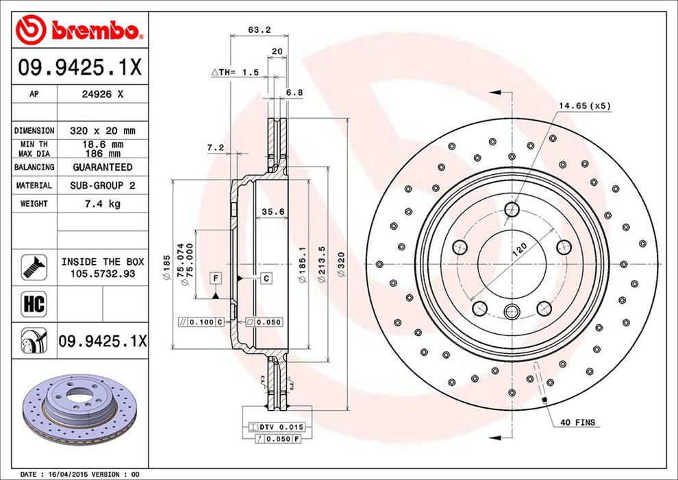 Rear Disc Brake Rotor for BMW 525i Base 2007 2006 2005 2004 P-2273976