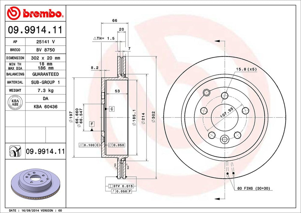 Rear Disc Brake Rotor for Land Rover LR2 2012 2011 2010 2009 2008 P-2274109